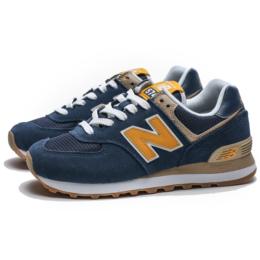 NEW BALANCE 574 深藍麂皮 土黃LOGO 復古 經典 休閒鞋 男女 (布魯克林) ML574SPF