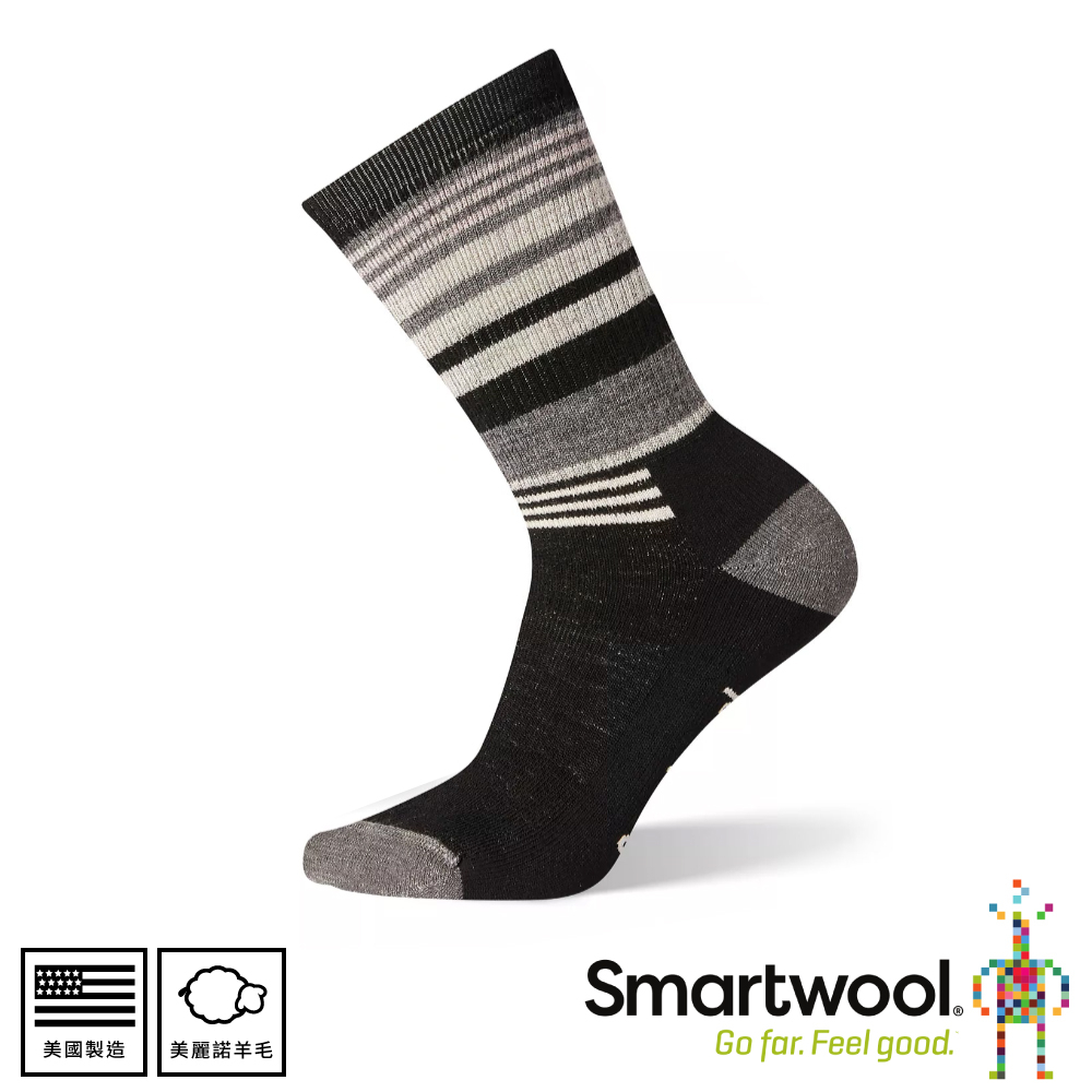 【SmartWool 美國 女中級減震型徒步條紋中長襪《黑》】SW001018/排汗襪/保暖襪/中長襪/運動襪