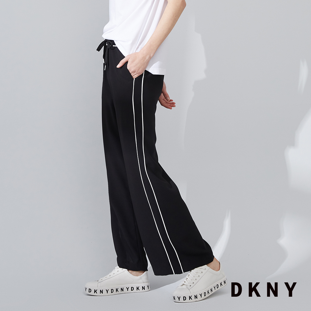 DKNY 女 休閒長褲 白線條 運動風 黑