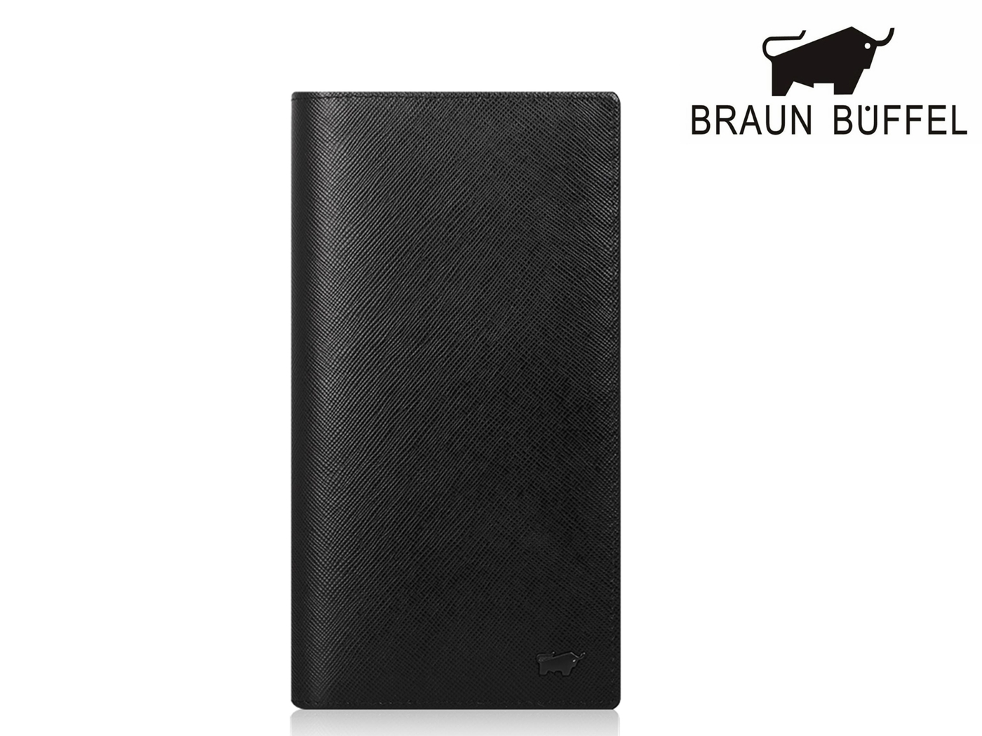 【全新品公司貨】BRAUN BUFFEL 德國小金牛 洛非諾系列附拉鍊黑色長夾【台中30年老店】BF334-301-1