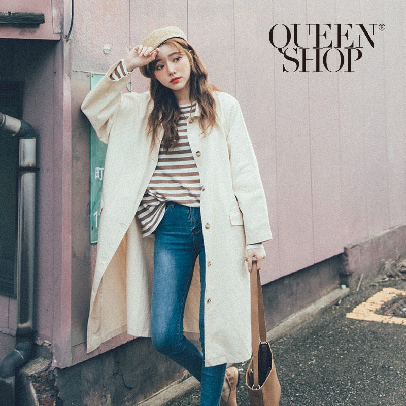 Ｑｕｅｅｎ Ｓｈｏｐ【02071119】雙口袋翻領長版外套＊現+預＊