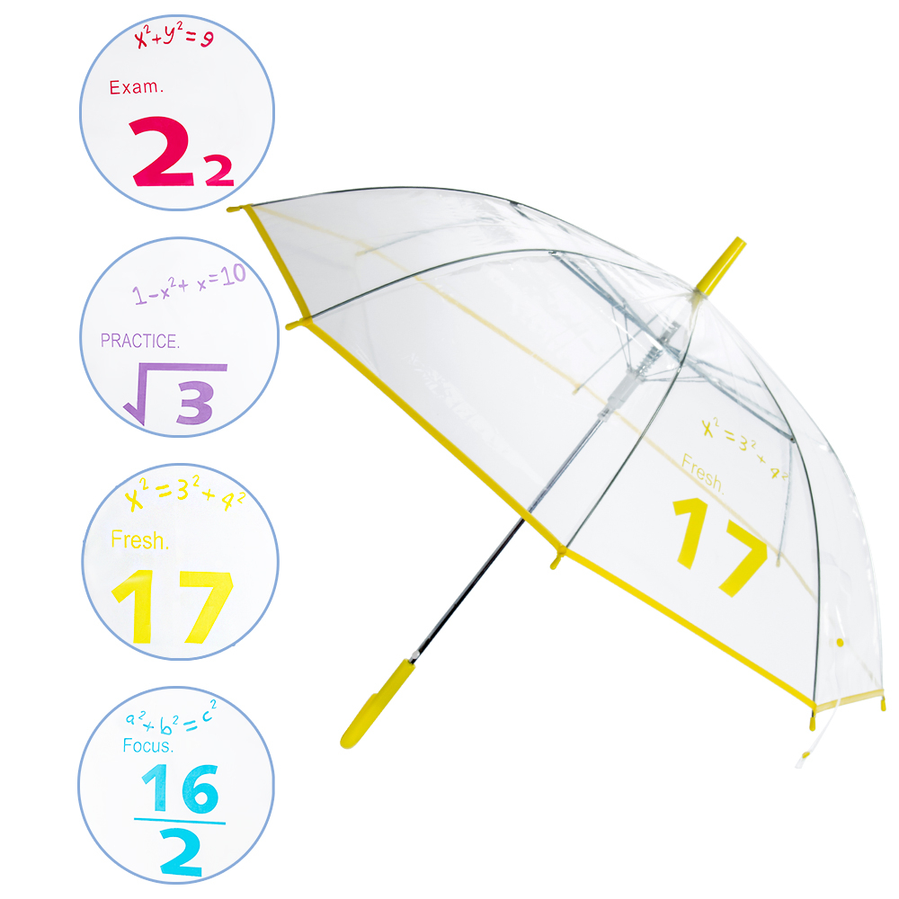 樂嫚妮 自動開傘/直立透明雨傘-數學程式