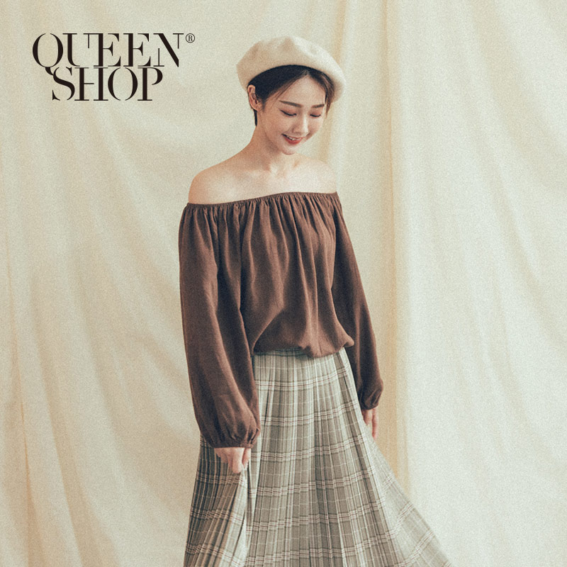 Ｑｕｅｅｎ Ｓｈｏｐ【01120215】抽繩設計棉麻上衣 兩色售＊現+預＊