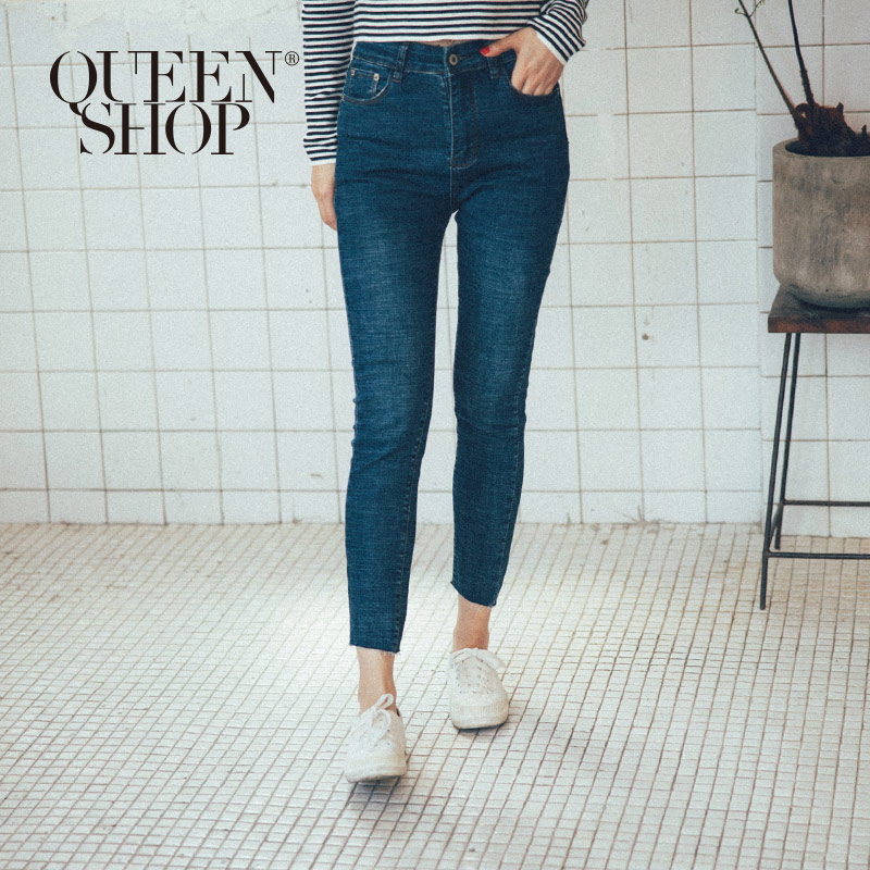 Ｑｕｅｅｎ Ｓｈｏｐ【04011312】高腰窄版束口牛仔褲 S/M/L＊現+預＊