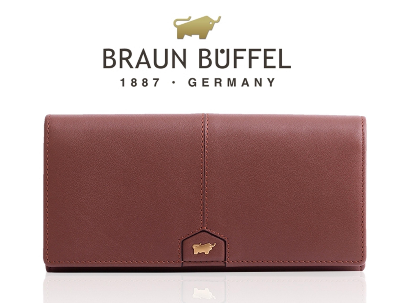 【全新品公司貨】BRAUN BUFFEL 德國小金牛 真皮長夾 豆沙粉【寧寧小舖/台中30年老店】BF608-200-1