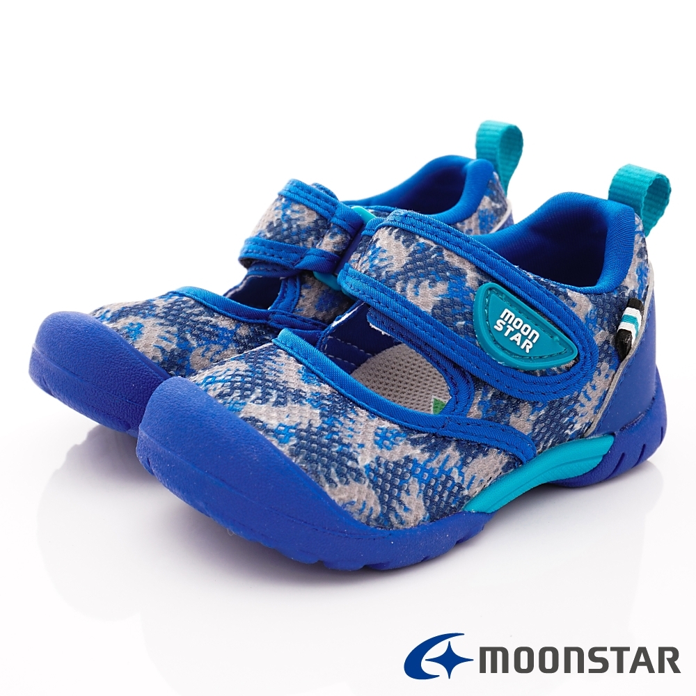 日本Moonstar機能童鞋 速乾抗菌運動鞋款 22265藍(中小童段)