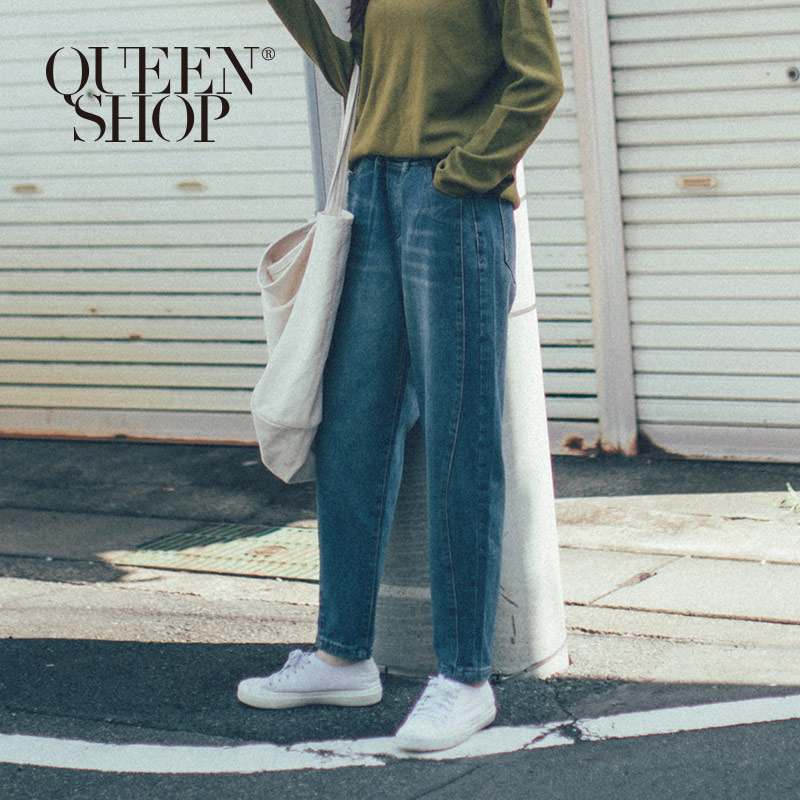 Ｑｕｅｅｎ Ｓｈｏｐ【04011367】車線剪接造型設計牛仔褲 S/M/L＊現+預＊