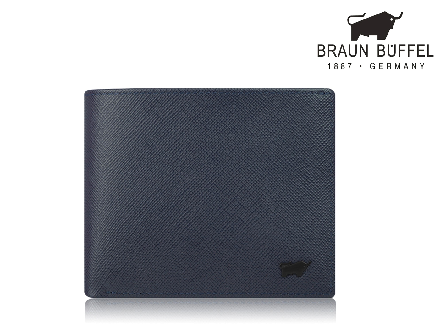 【全新正品】BRAUN BUFFEL 德國小金牛 洛非諾 男短夾 暗夜藍【寧寧小舖/台中30年皮件老店】BF347-316-1