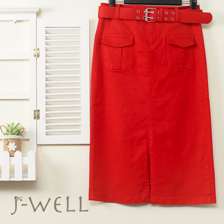 J-WELL 彈性修身顯瘦開衩鉛筆裙(2色) 9J1079