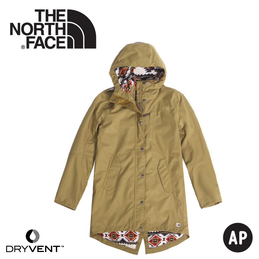 【The North Face 女 長版DryVent防水外套《卡其》】3VU4/防水外套/長版外套/休閒外套