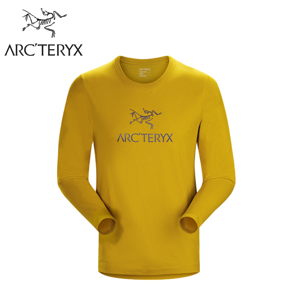 【ARC'TERYX 始祖鳥 男 LOGO長袖T恤《金黃棕》】25395/長袖上衣/透氣長袖/內層上衣