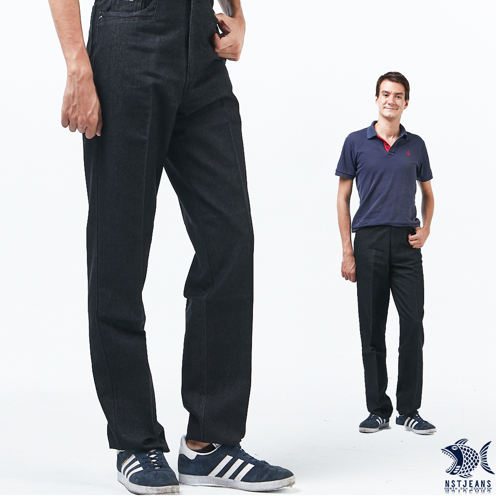 【NST Jeans】冬季復古 黑色法蘭絨 高腰休閒褲(中高腰寬版) 002(8712) 中老年/男裝/大尺碼/outlet款