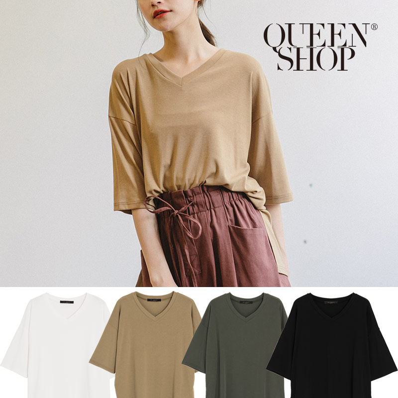 Ｑｕｅｅｎ Ｓｈｏｐ【01096381】MIT前短後長V領上衣 四色售＊現+預＊