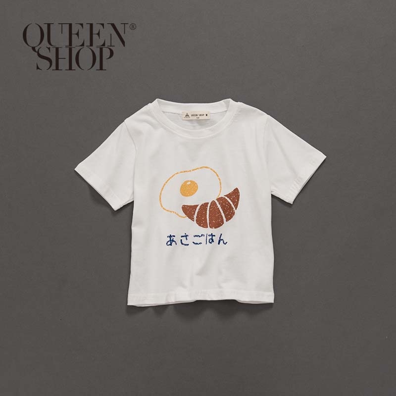 Ｑｕｅｅｎ Ｓｈｏｐ【01037671】童裝 親子系列早餐日文印花短T S/M/L＊現+預＊