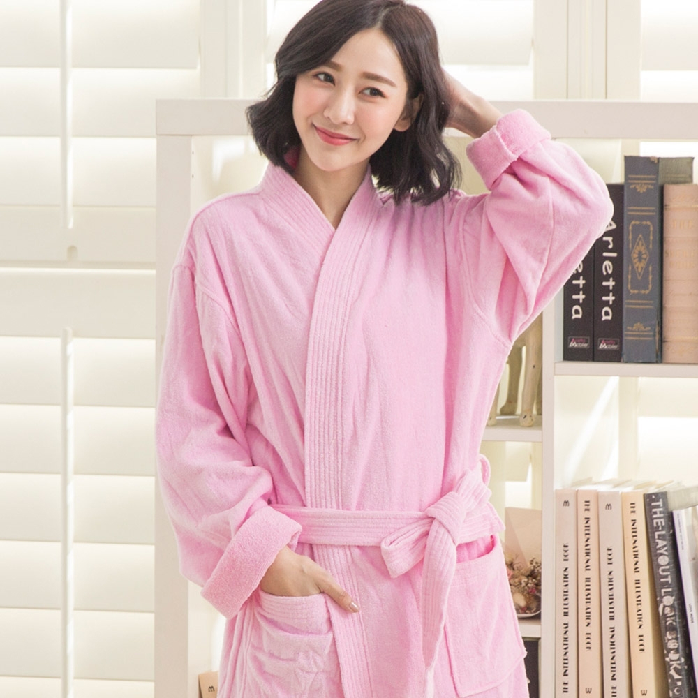極厚精梳棉日式浴袍(粉色)