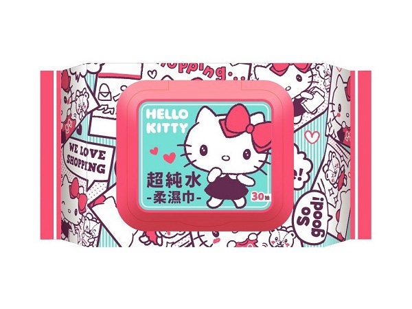 Hello Kitty 超純水柔濕巾(加蓋30抽)【小三美日】三麗鷗授權