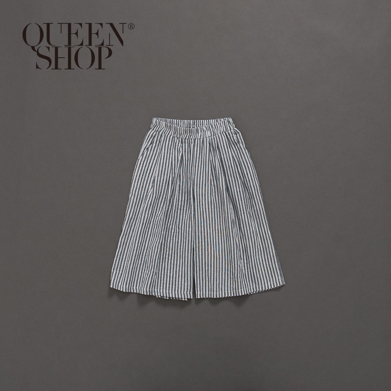 Ｑｕｅｅｎ Ｓｈｏｐ【04060297】童裝 親子系列直條紋鬆緊寬褲裙 S/M/L＊現+預＊