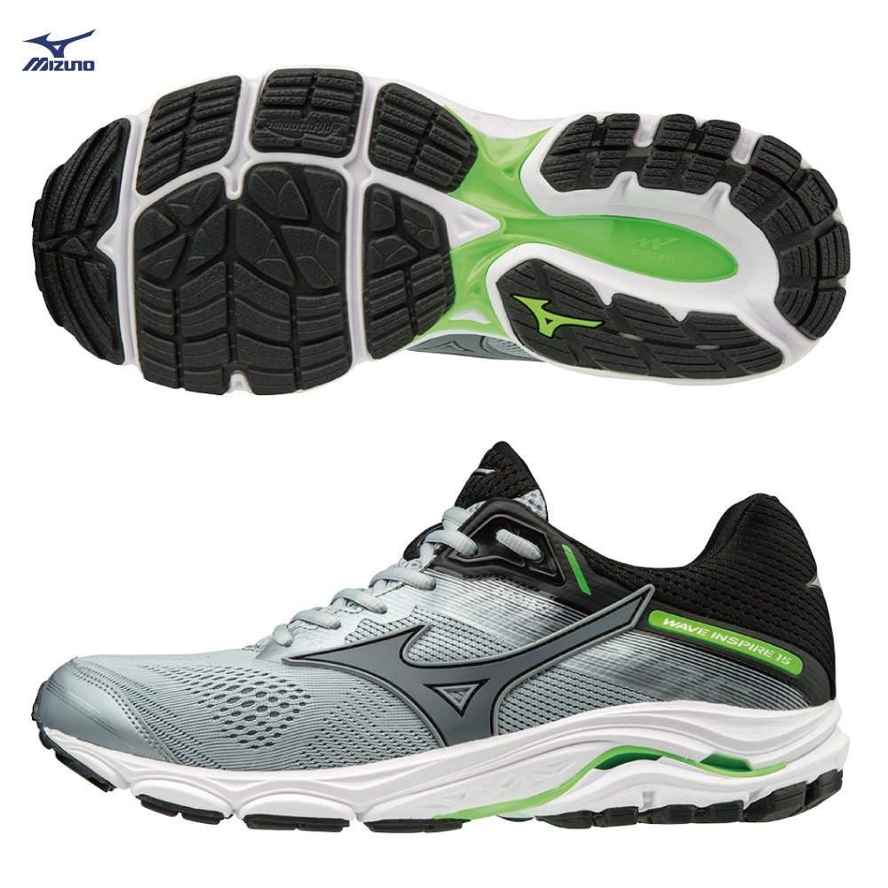 MIZUNO WAVE INSPIRE 15 男鞋 慢跑 路跑 支撐 耐磨 中高足弓 緩震 灰【運動世界】J1GC194435