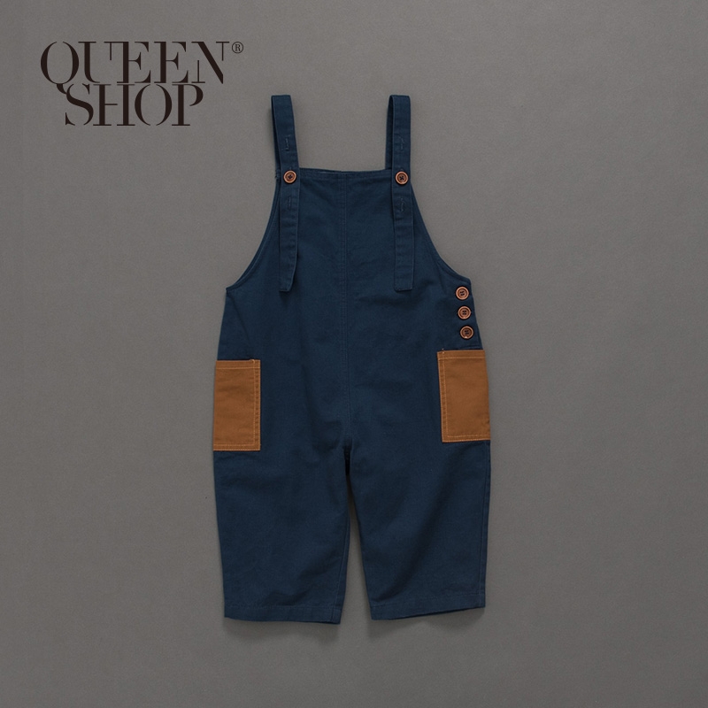 Ｑｕｅｅｎ Ｓｈｏｐ【04050551】童裝 親子系列 撞色雙口袋吊帶褲 S/M/L＊現+預＊