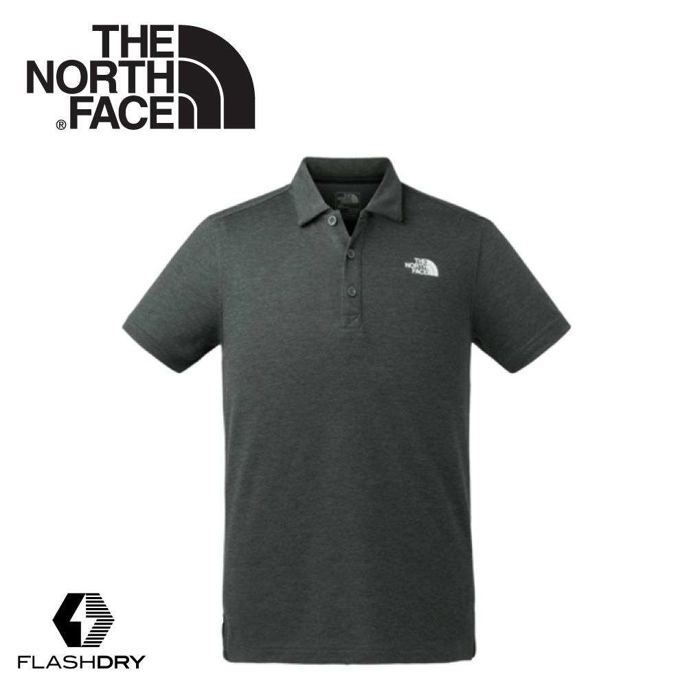 【The North Face 男 FlashDry排汗POLO衫《深灰》】3CJ6/短袖/排汗衣/休閒短袖