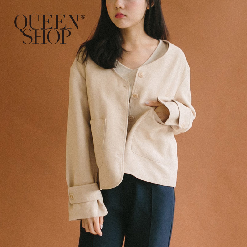 Ｑｕｅｅｎ Ｓｈｏｐ【02071155】雙口袋短版外套 兩色售＊現+預＊