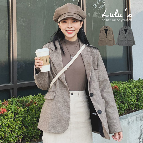 LULUS-C千鳥格紋翻領西裝外套-２色  【05190070】