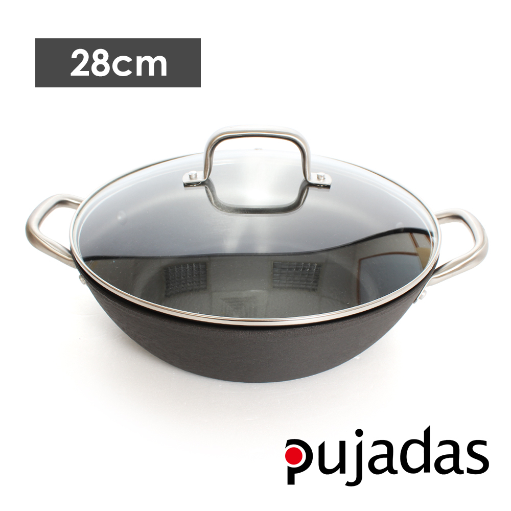 西班牙Pujadas 1921輕鑄鐵-淺型雙耳燉鍋28cm(附蓋)