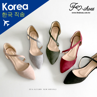 包鞋．微甜細絨曲線挖空金跟包鞋(黑、灰、綠)-FM時尚美鞋-韓國精選．firefly
