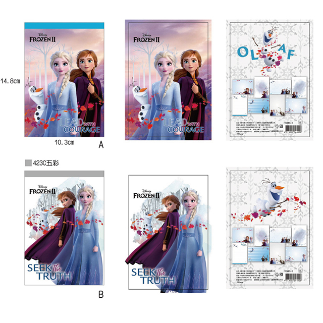 Frozen II 冰雪奇緣　預購　8款內頁便條紙(冰藍/冷灰) 14.8x10.3cm