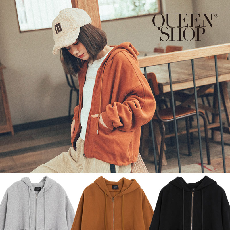 Ｑｕｅｅｎ Ｓｈｏｐ【02020529】大口袋素面連帽拉鍊外套 三色售＊現+預＊