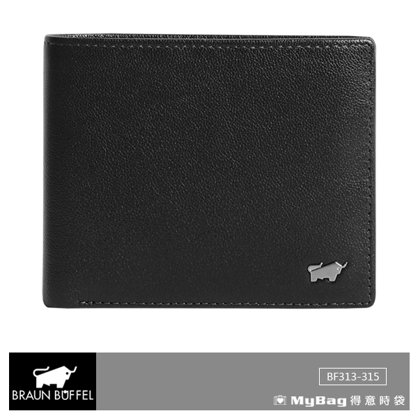 BRAUN BUFFEL 小金牛 短夾 路易斯系列 4卡零錢 側翻男夾 BF313-315H 得意時袋