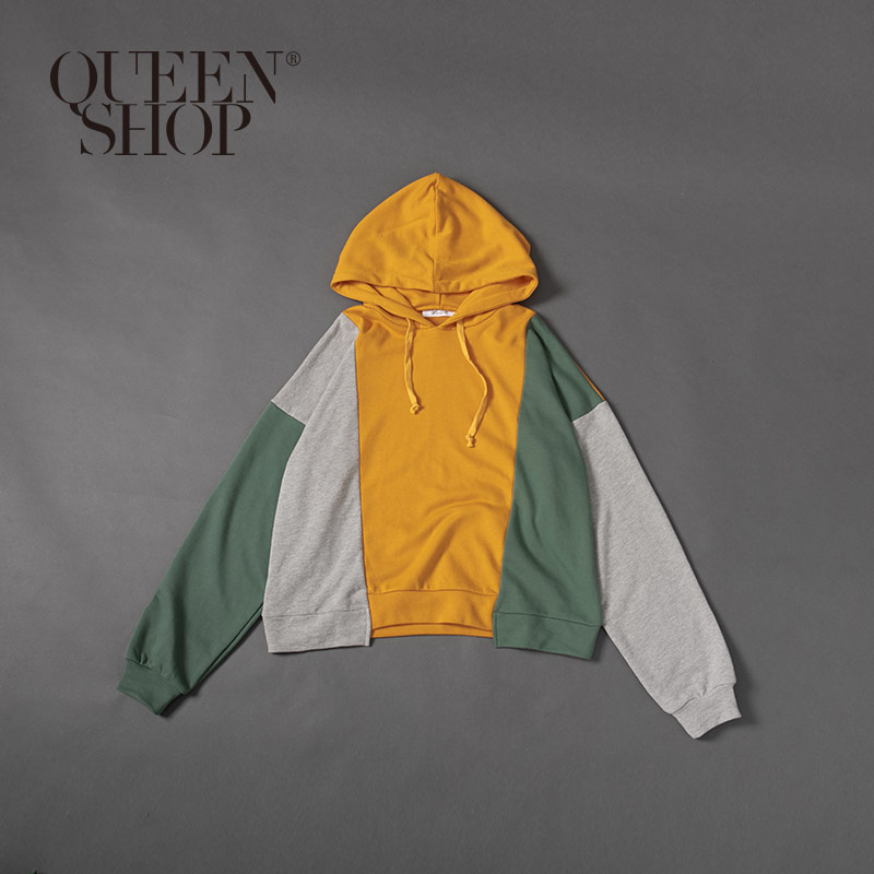 Ｑｕｅｅｎ Ｓｈｏｐ【01110414】親子系列 三色拼接連帽長袖衛衣 1/2＊現+預＊