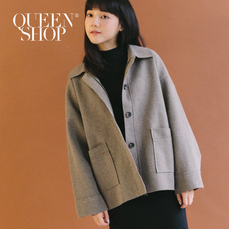 Ｑｕｅｅｎ Ｓｈｏｐ【02071181】灰色毛呢質感排釦外套＊現+預＊