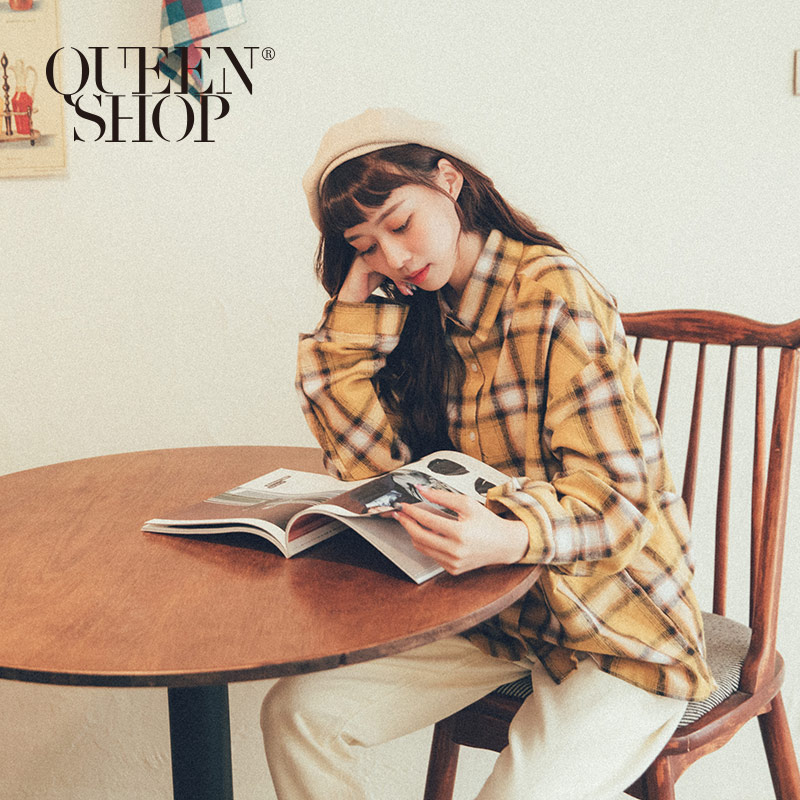 Ｑｕｅｅｎ Ｓｈｏｐ【01023553】配色格紋長袖襯衫 兩色售＊現+預＊