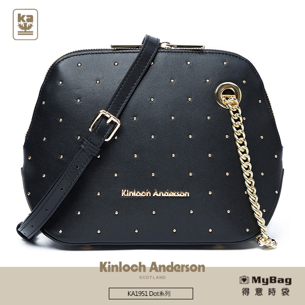 Kinloch Anderson 金安德森 側背包 Dot 個性鉚釘 小貝殼包 斜背包 黑色 KA195103 得意時袋