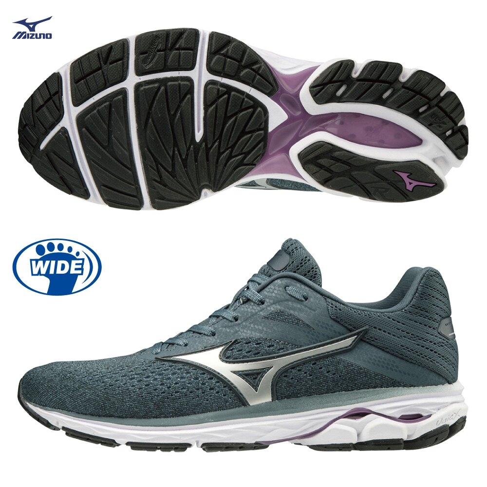 MIZUNO WAVE RIDER 23 女鞋 慢跑 3E 寬楦 避震 DROP 12mm 灰 紫【運動世界】J1GD190440