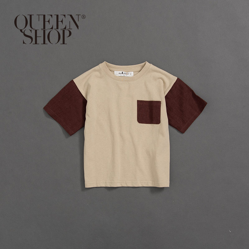 Ｑｕｅｅｎ Ｓｈｏｐ【01038041】童裝 親子系列 拼色短T 兩色售S/M/L/XL/XXL＊現+預＊