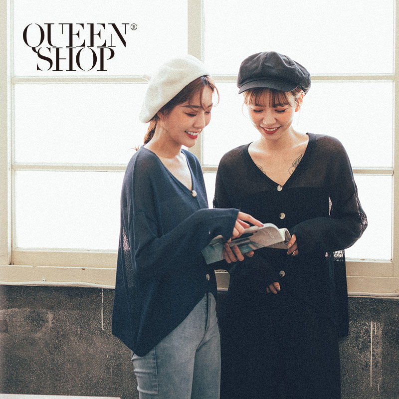 Ｑｕｅｅｎ Ｓｈｏｐ【01012351】V領排扣針織外套 四色售＊現+預＊