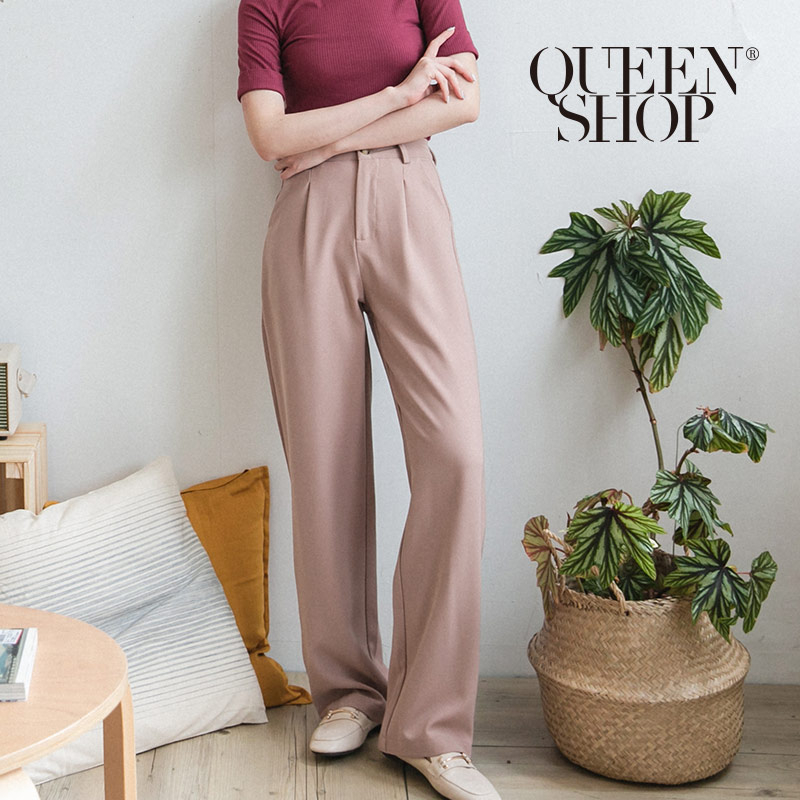 Ｑｕｅｅｎ Ｓｈｏｐ【04030246】質感高腰落地西裝褲 兩色售 S/M/L＊現+預＊