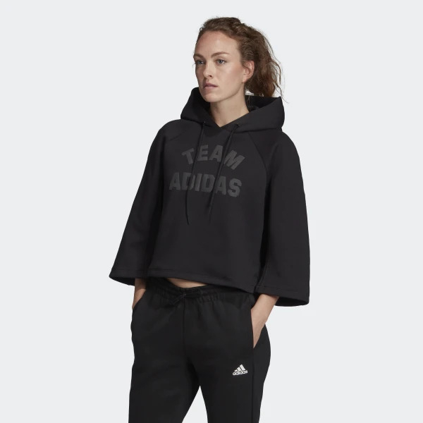 v［TellCathy］adidas W VRCT HOODIE 女款 連帽衛衣 黑色 EA0419