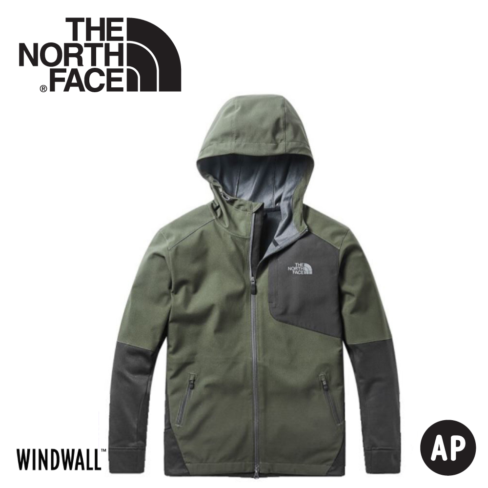 【The North Face 男 WindWall防風防潑軟殼外套《灰綠》】3RG1/軟殼夾克/連帽外套