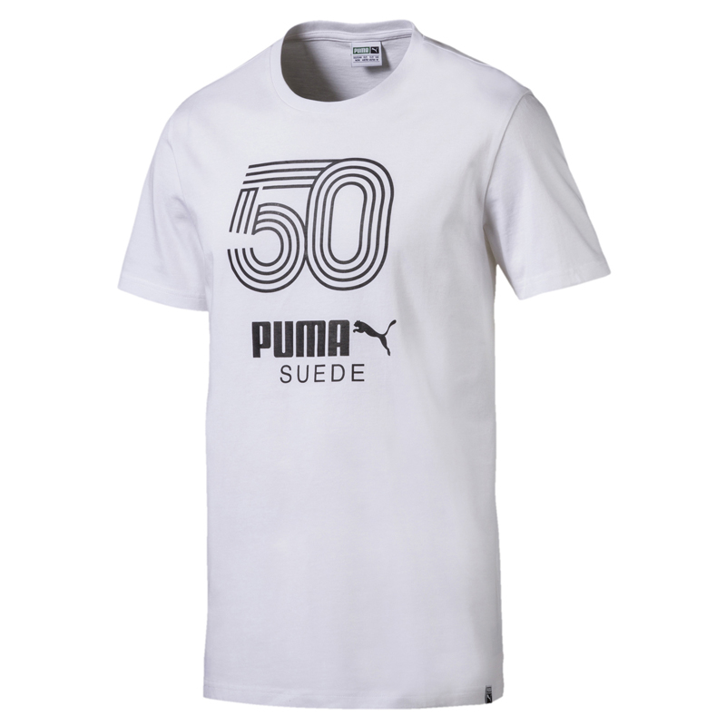 Puma Suede 50 男 白 短袖 短T 棉質 上衣 TEE 透氣 短袖T恤 運動 休閒 上衣 短袖 85083682