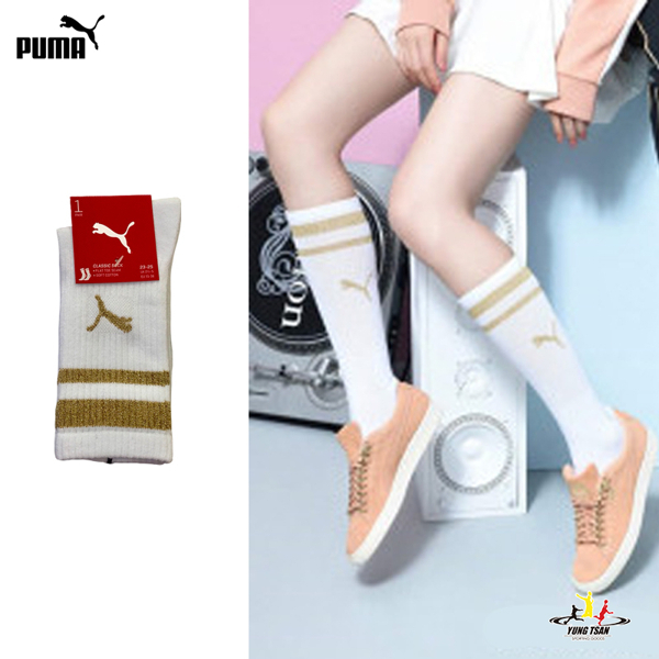 Puma 白色 襪子 長襪 女款 運動長襪 棉質 23-25cm 白色襪子 BB112401