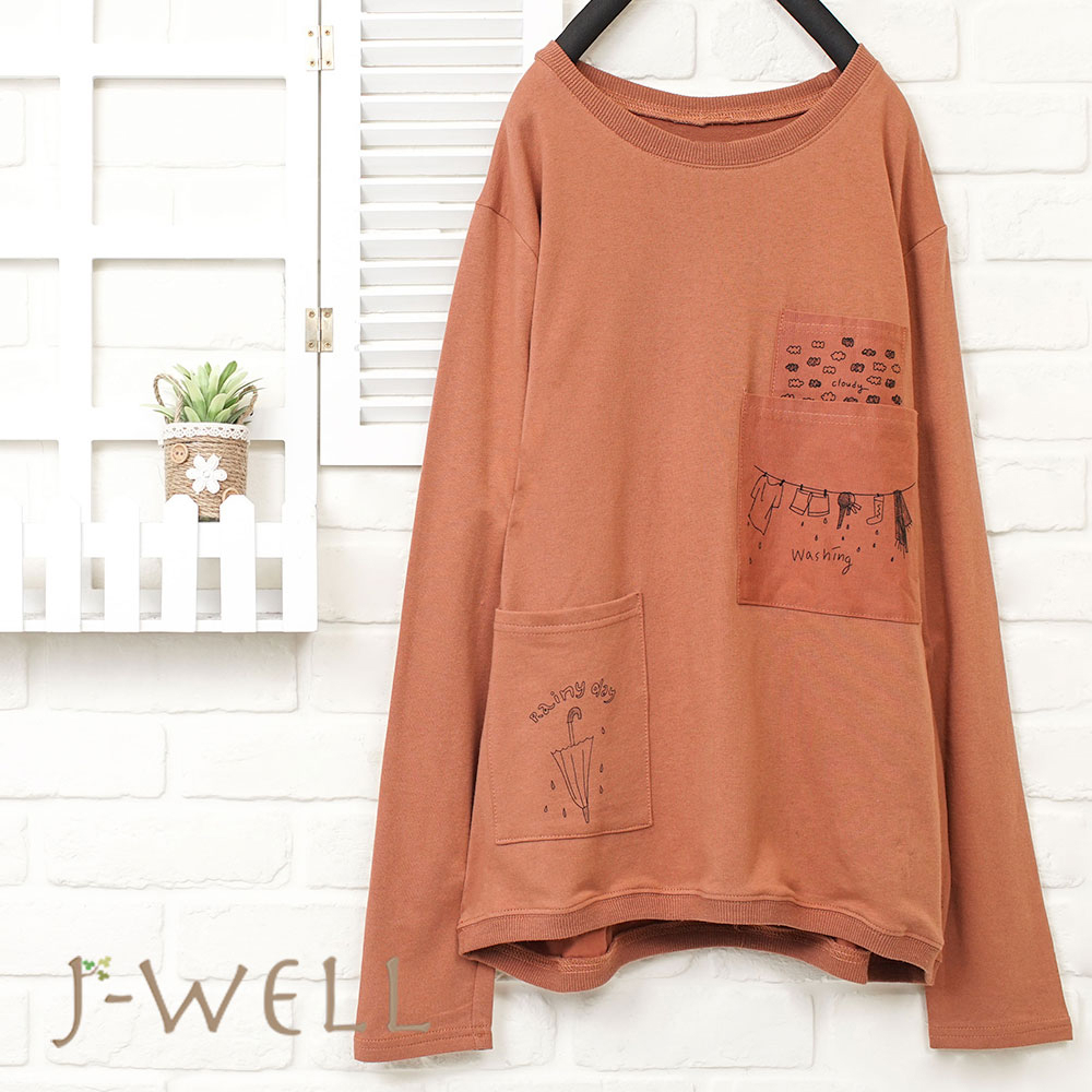 J-WELL oh雨天長袖棉T 8J1423(4色)