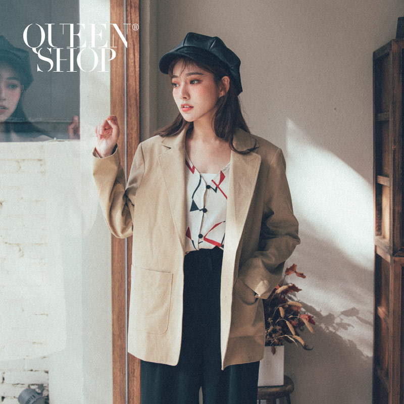 Ｑｕｅｅｎ Ｓｈｏｐ【02030353】基本百搭素色斜紋挺版西裝外套＊現+預＊