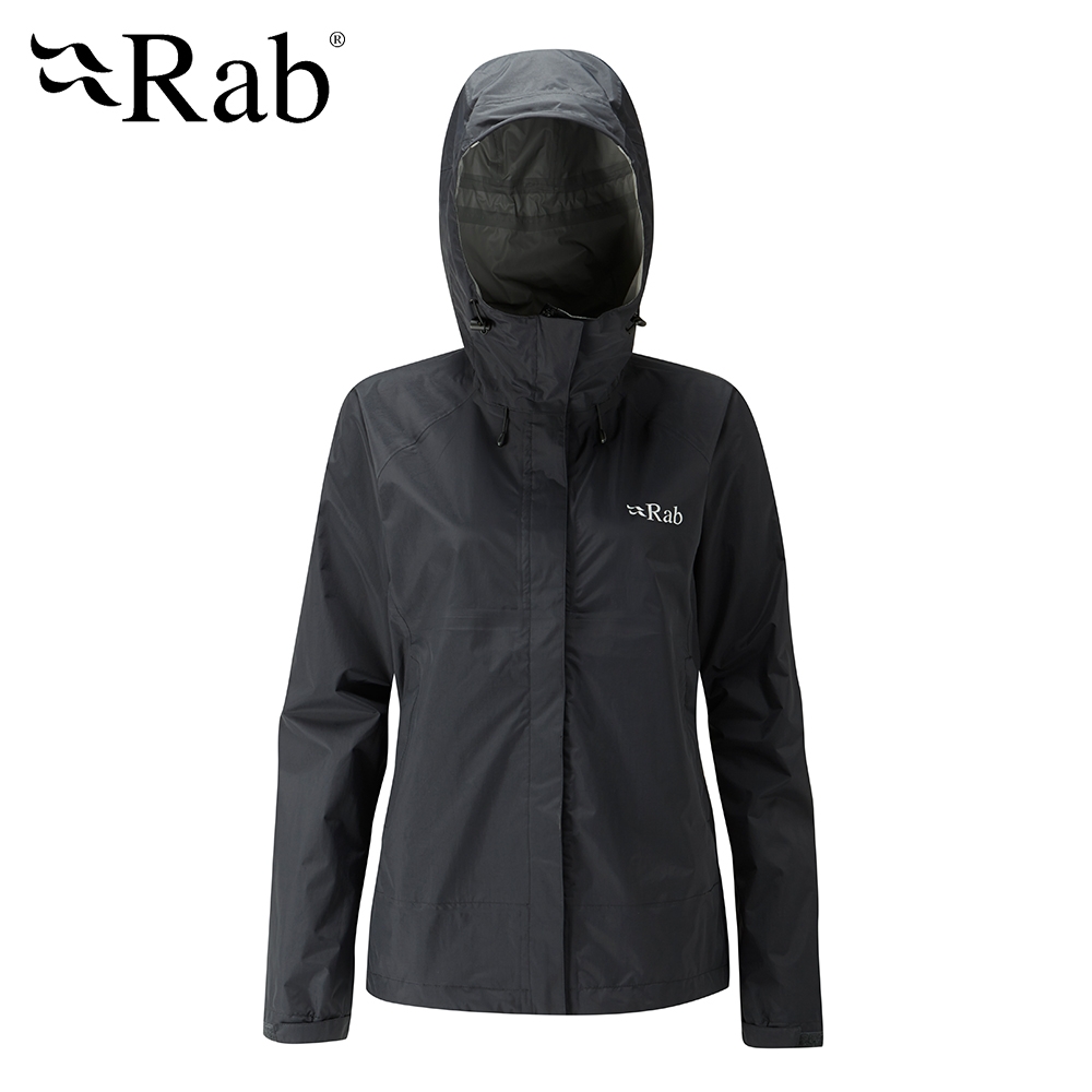 英國 RAB Downpour Jacket 高透氣連帽防水外套 女款 黑色 #QWF63
