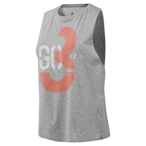 REEBOK CROSSFIT® 3-2-1-GO MUSCLE TANK 女裝 背心 慢跑 訓練 乾爽 舒適 透氣 灰【運動世界】DU4595