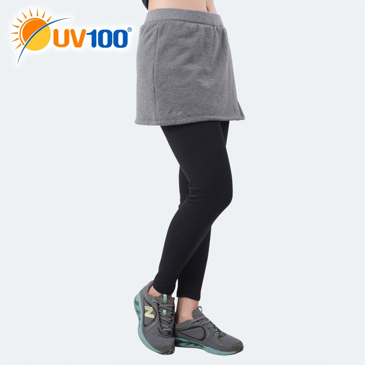 UV100 防曬 抗UV 保暖刷毛彈性修身裙褲-女