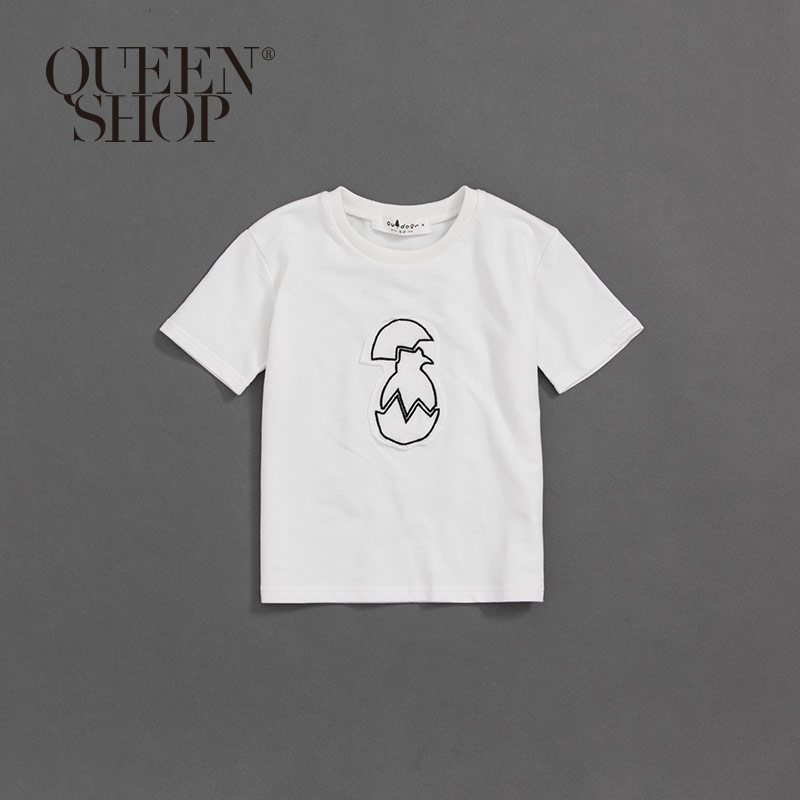 Ｑｕｅｅｎ Ｓｈｏｐ【01038055】童裝 親子系列 公雞貼布繡短T S/M/L/XL＊現+預＊