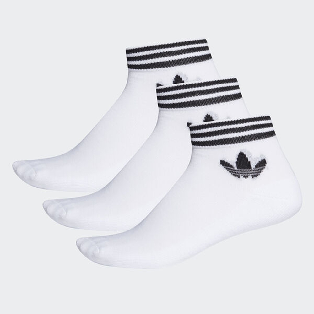 ADIDAS TREFOIL ANKLE SOCK 白 運動 短襪 運動襪 三雙組 (布魯克林) EE1152